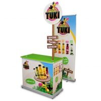 Promotionstand für Getränke mit Roll-Up
